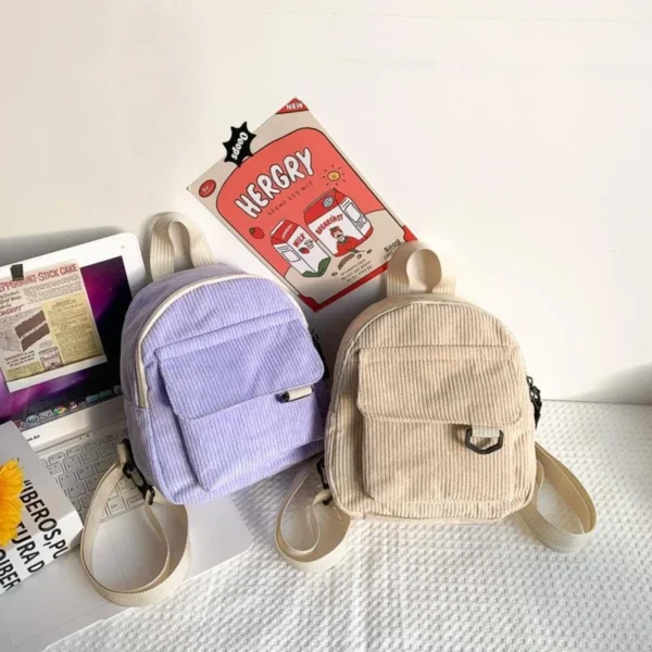 Mini Backpack ins super popular cute commuting makeup bag corduroy texture student versatile backpack - Image 4