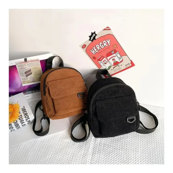 Mini Backpack ins super popular cute commuting makeup bag corduroy texture student versatile backpack - Image 3
