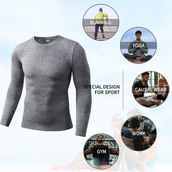 Men Compression Running T-Shirt Fitness Tight Long Sleeve Sport T-shirt Training Jogging Shirts Gym Sportswear Quick Dry Clothes - Image 2