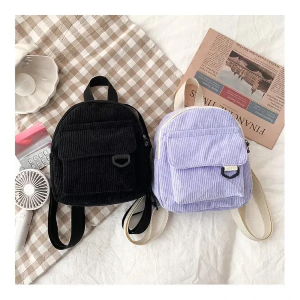 Mini Backpack ins super popular cute commuting makeup bag corduroy texture student versatile backpack - Image 5