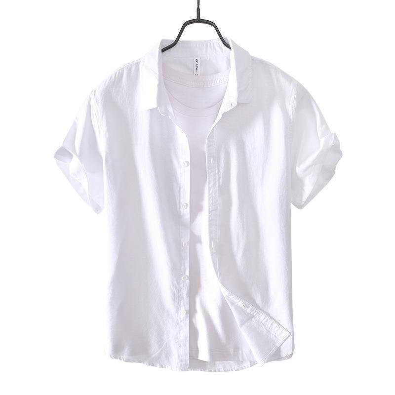 Casual Cotton And Linen Short Sleeve Shirt Men - Image 4