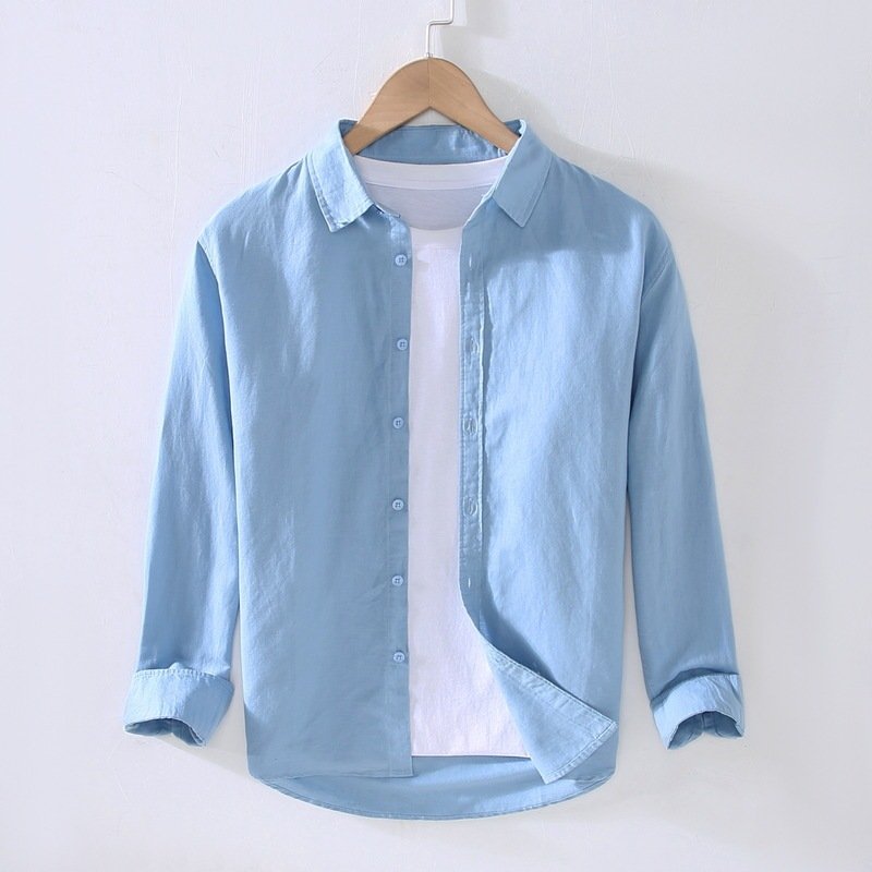 Linen Long Sleeve Men's Shirt - Image 9