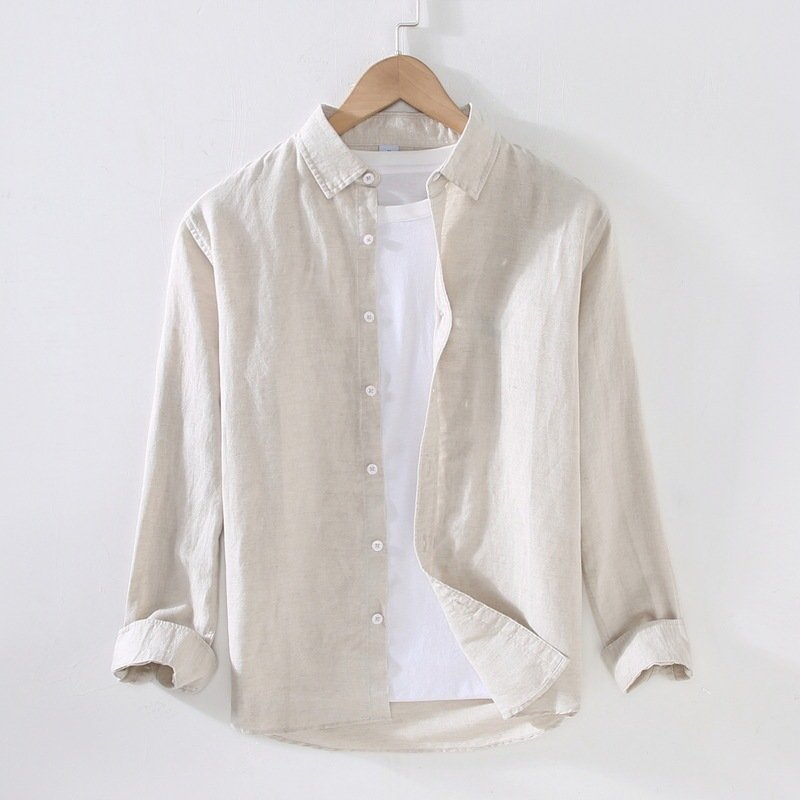 Linen Long Sleeve Men's Shirt - Image 8