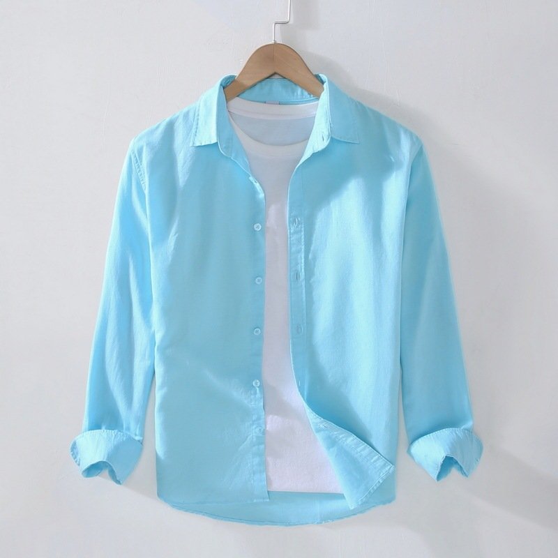 Linen Long Sleeve Men's Shirt - Image 5