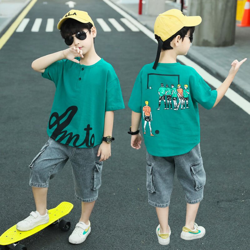 Children's Short Sleeved Suit Boys Summer Handsome Sports Clothes Trend - Image 7