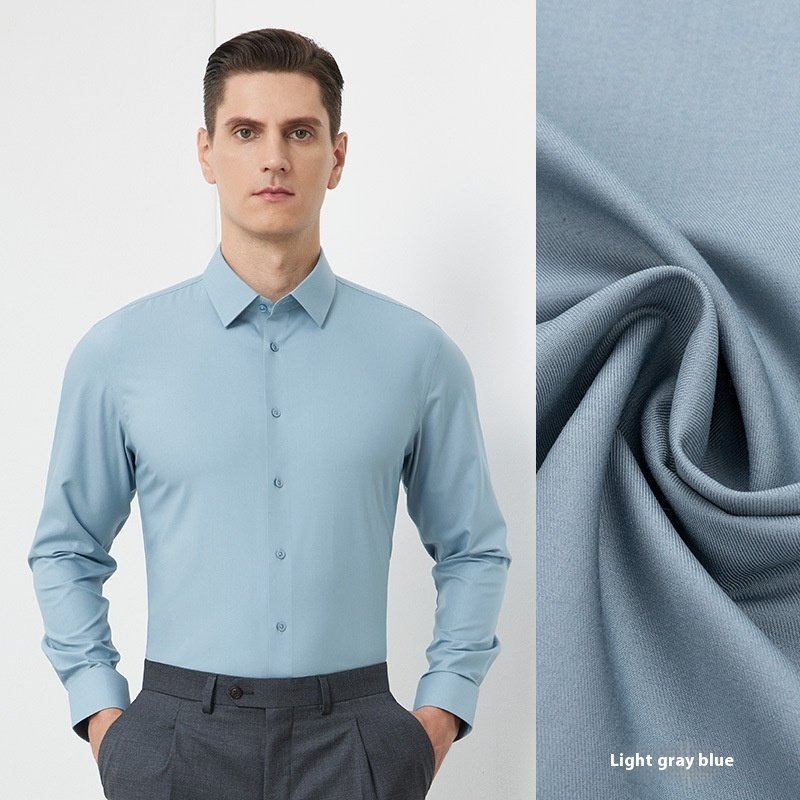 Men's Long-sleeved Mulberry Silk Non-ironing Business Clothing Micro-elastic Casual Shirt - Image 4