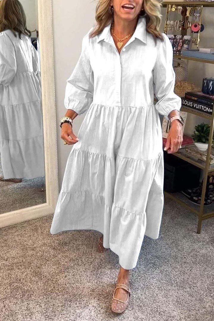 European And American Autumn And Winter Women's Casual Polo Collar Shirt Dress - Image 6