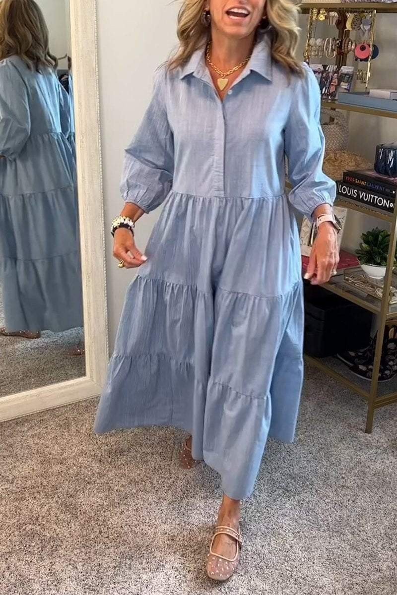 European And American Autumn And Winter Women's Casual Polo Collar Shirt Dress - Image 7