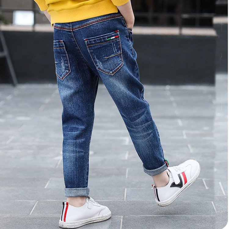 Boys' denim trousers, new style, big children's trousers, spring and autumn children's trousers - Image 2