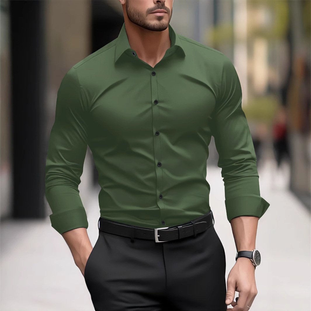 Men's Pigment Business Casual Long Sleeve Shirt - Image 3