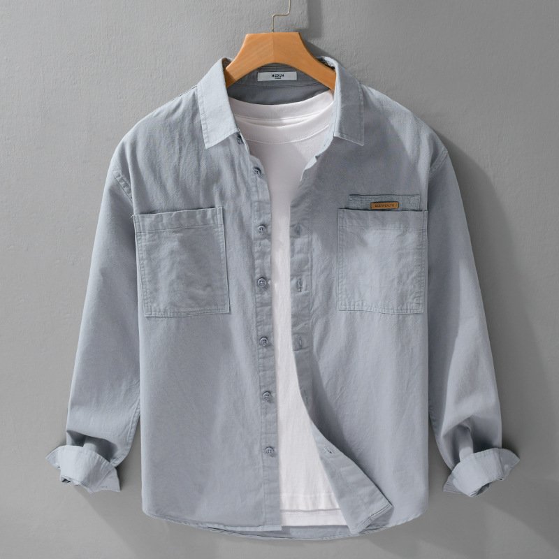 Simple All-matching Men's Long-sleeved Shirt Casual Loose - Image 3