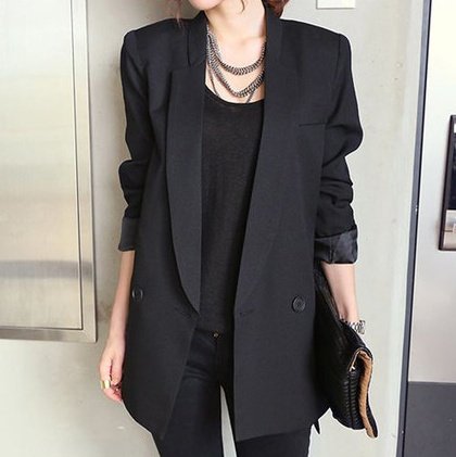 Solid Long Style Black Women Jacket and Blazer Female Notched Collar Asymmetrical Chic Ladies Blazers feminino - Image 4