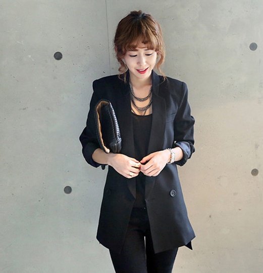 Solid Long Style Black Women Jacket and Blazer Female Notched Collar Asymmetrical Chic Ladies Blazers feminino - Image 3