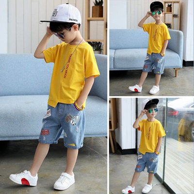 Boys Short-Sleeved Suit With Cotton Camouflage And Handsome Korean Style - Image 3