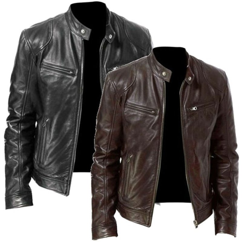 PU Leather Jacket Slim Leather Jacket - Image 2