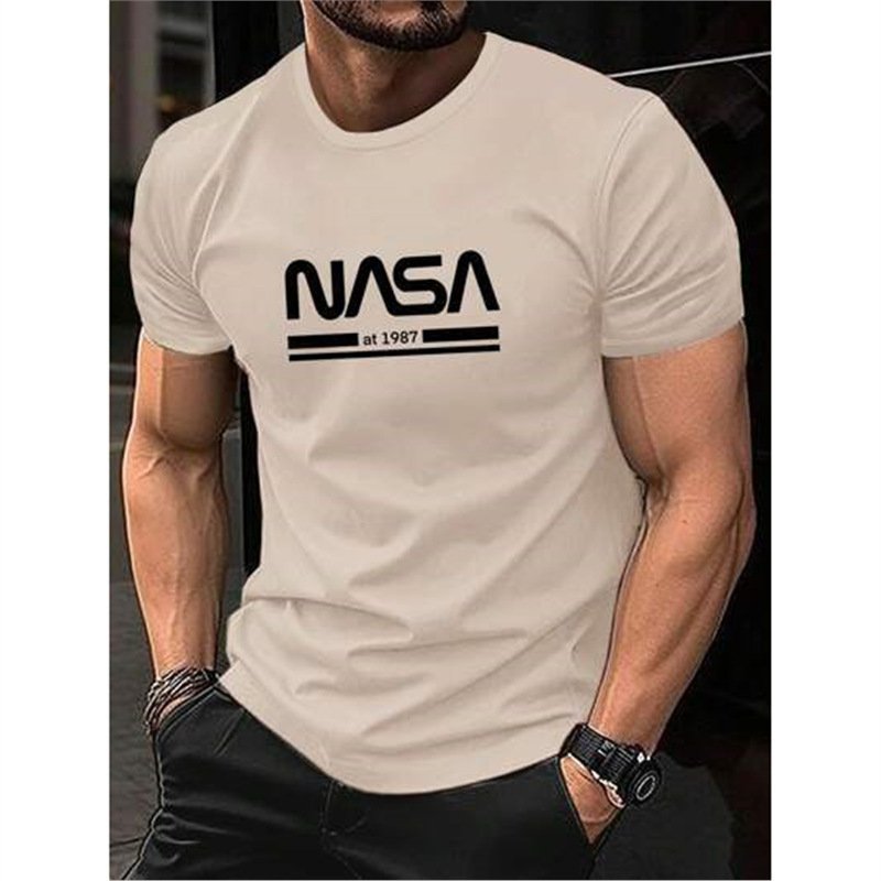 Printed Slim-fit Letters Men's Short Sleeve - Image 6