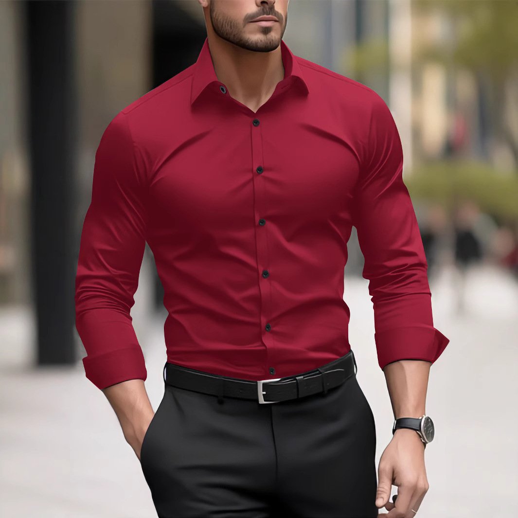 Men's Pigment Business Casual Long Sleeve Shirt - Image 2