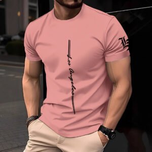 Mens Casual Minimalist 3D Short Sleeve Printed T Shirt Top