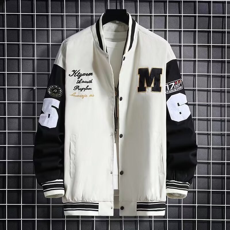 Men's Baseball Jacket Fashion Casual Letter Number Print Button-down Tops Streetwear Clothing - Image 3