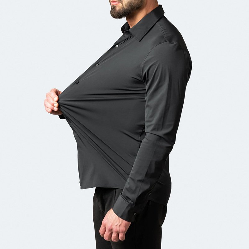 Full Elastic Force Non-ironing Men's Long-sleeved Shirt - Image 2