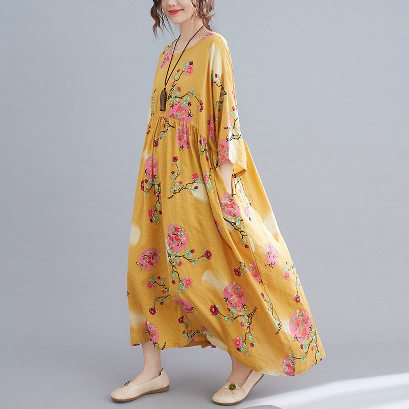 Cotton And Linen Loose Plus Size Dress Women - Image 2