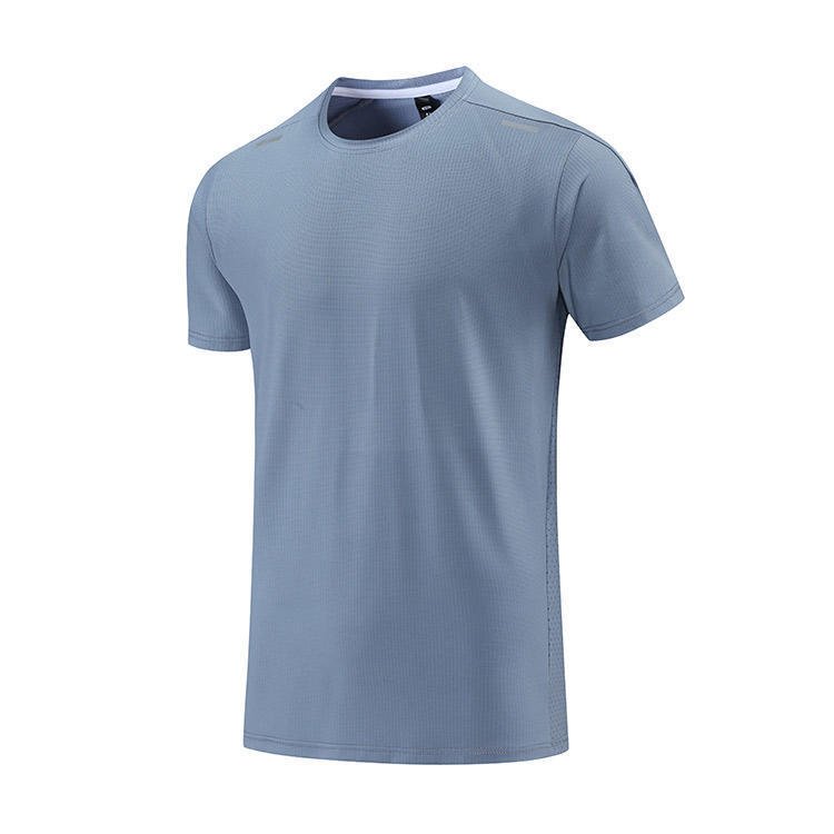 Polyester Horizontal Grid Leisure Sports Quick-drying Breathable T-shirt - Image 7