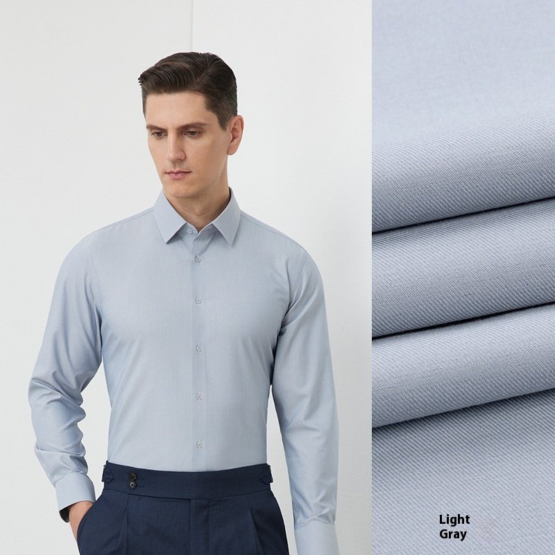 Men's Long-sleeved Mulberry Silk Non-ironing Business Clothing Micro-elastic Casual Shirt - Image 6