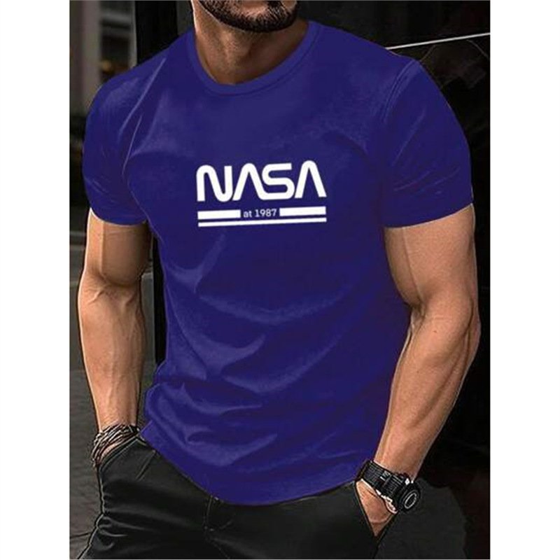 Printed Slim-fit Letters Men's Short Sleeve - Image 5