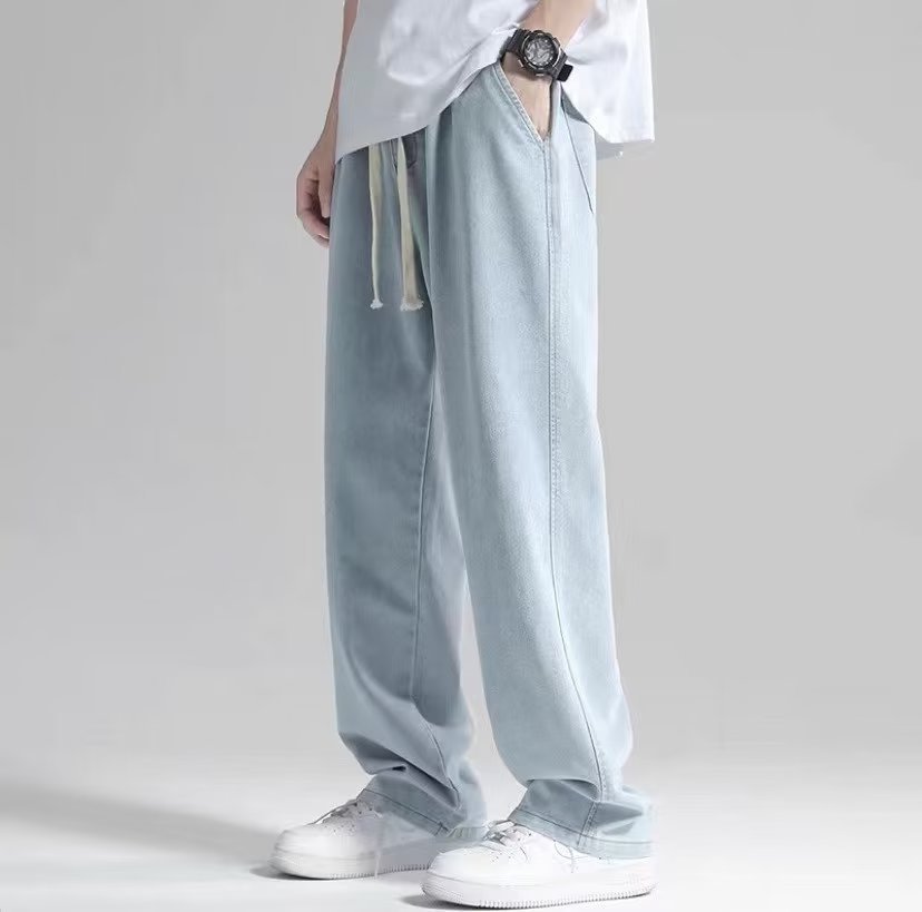 Straight Jeans Men's Loose Drooping Wide Leg Draping Mop - Image 7