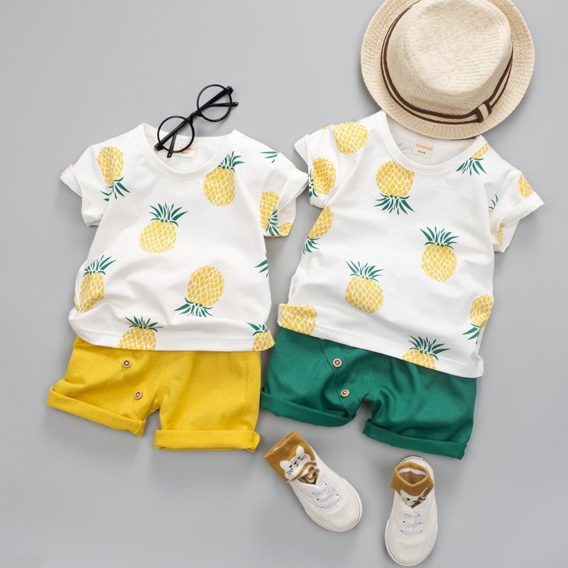 Summer Short-sleeved Suit Kids T-shirt Clothes Kids Shorts Two-piece Suit - Image 2