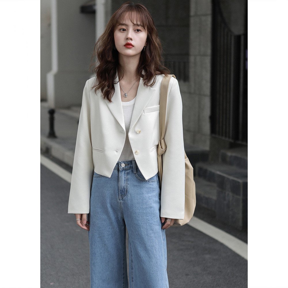 Short Suit Jacket Women's Small College Style Casual Small Suit Top - Image 5