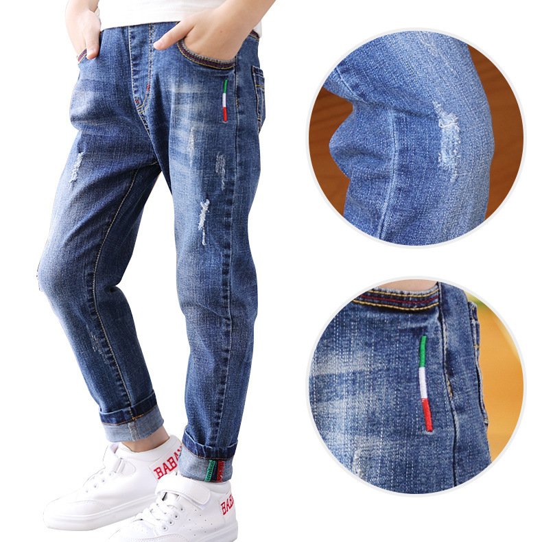 Boys' denim trousers, new style, big children's trousers, spring and autumn children's trousers - Image 4