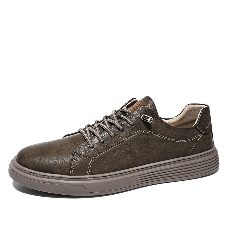 Low-top Men's Shoes Two-layer Cowhide Casual Sneakers - Image 5