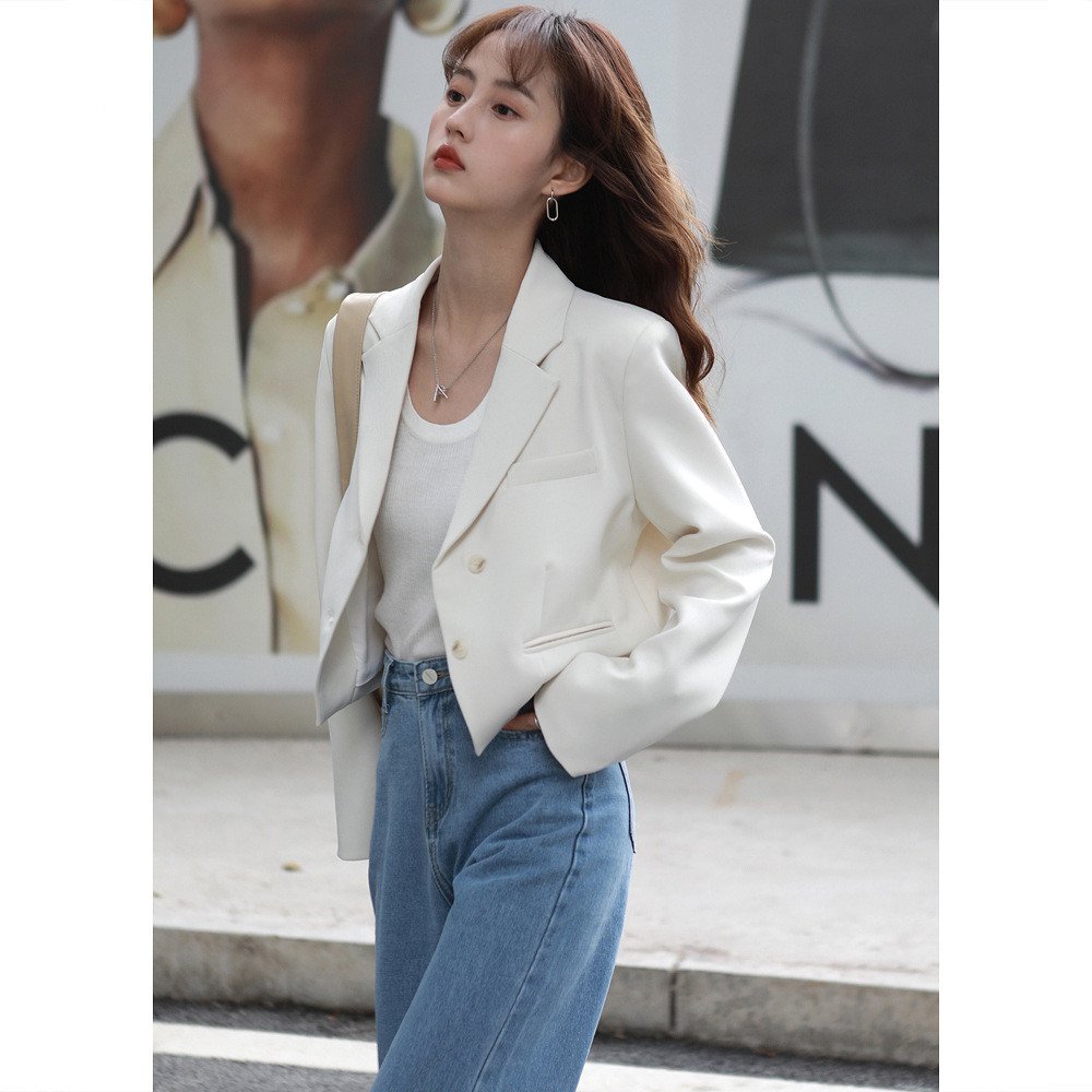 Short Suit Jacket Women's Small College Style Casual Small Suit Top - Image 2