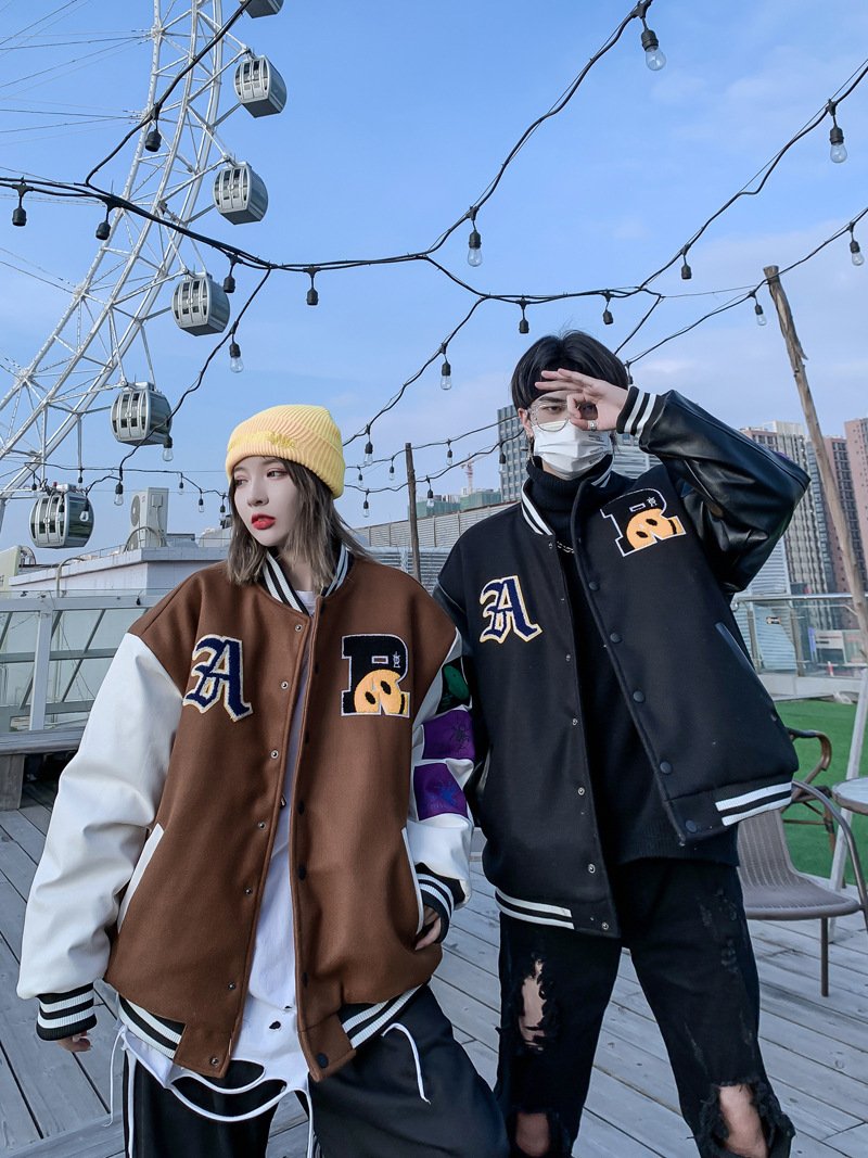 National Tide Street Stitching Contrast Color Smiley Face Flocking Embroidery - Image 3