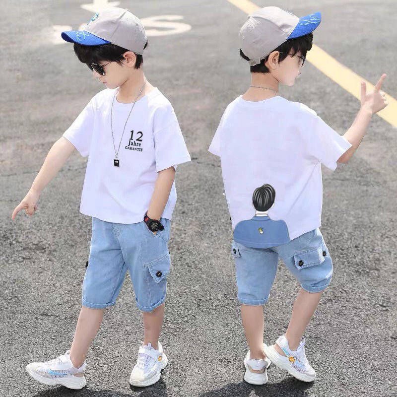 Children's Short Sleeved Suit Boys Summer Handsome Sports Clothes Trend - Image 9