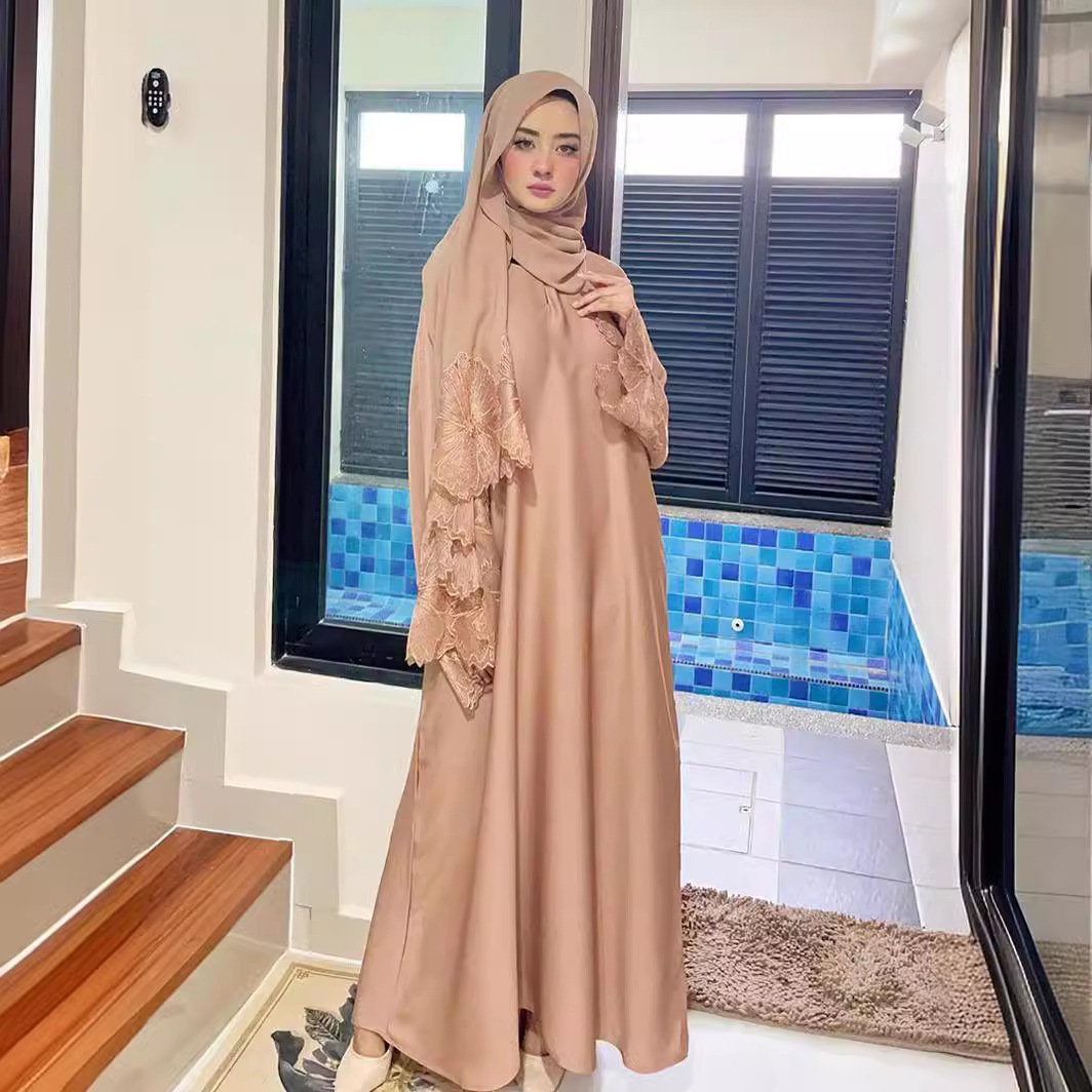 Women's Muslim Robe Malay Indonesian Dress With Headscarf - Image 5