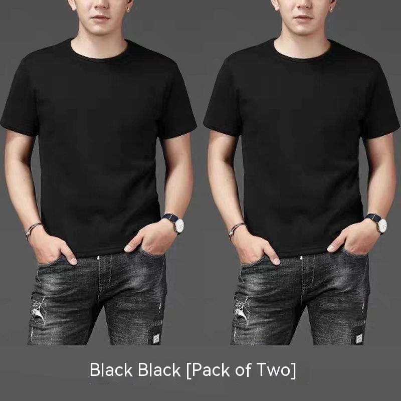 Thin Ice Silk Short Sleeve T-shirt Men's Summer Solid White Round Neck Trend Bottoming Shirt Top - Image 5