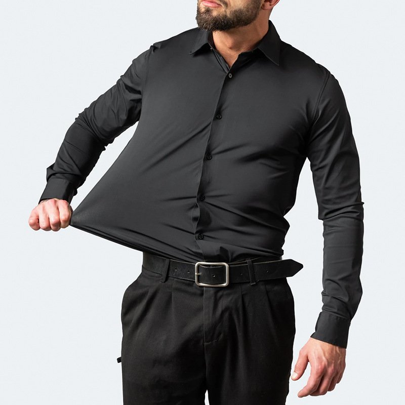 Full Elastic Force Non-ironing Men's Long-sleeved Shirt