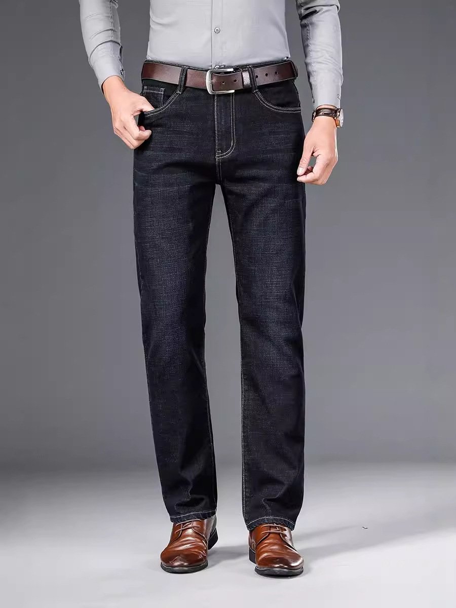 Men's Jeans Straight Loose Elastic Business Trousers - Image 8