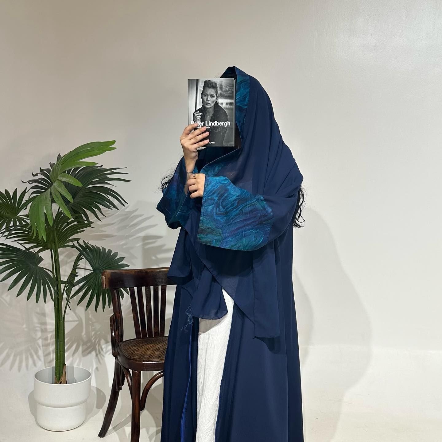 Fashion Spring And Summer New Stitching Sleeves Casual Robe With Headscarf - Image 4