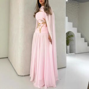 Sexy Chiffon Shawl Beaded Evening Dress