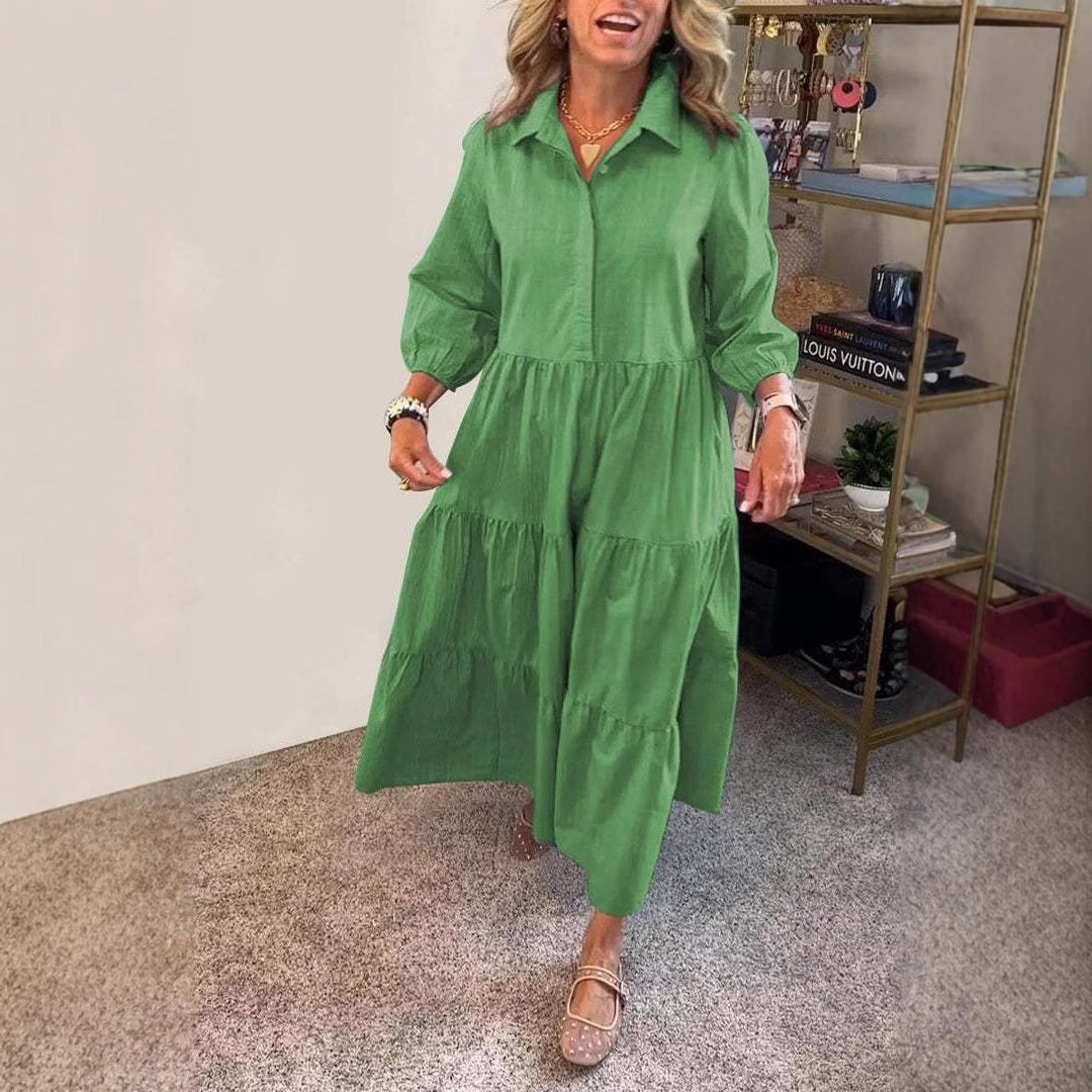 European And American Autumn And Winter Women's Casual Polo Collar Shirt Dress - Image 4