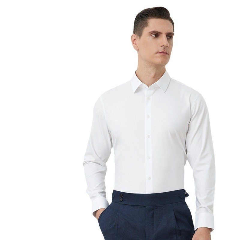 Men's Long-sleeved Mulberry Silk Non-ironing Business Clothing Micro-elastic Casual Shirt - Image 2