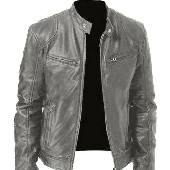 PU Leather Jacket Slim Leather Jacket - Image 8