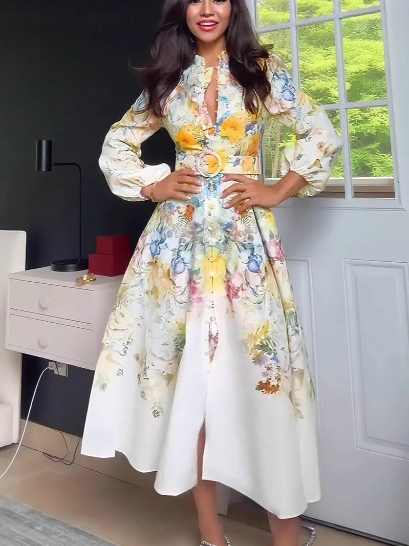 Autumn European And American-style Chic Floral Dress - Image 5