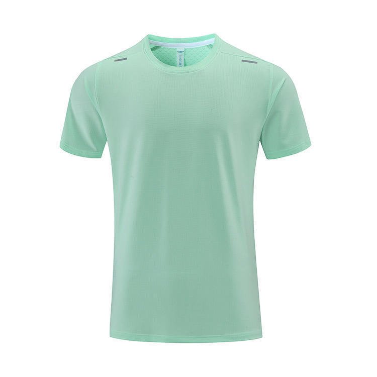 Polyester Horizontal Grid Leisure Sports Quick-drying Breathable T-shirt - Image 6
