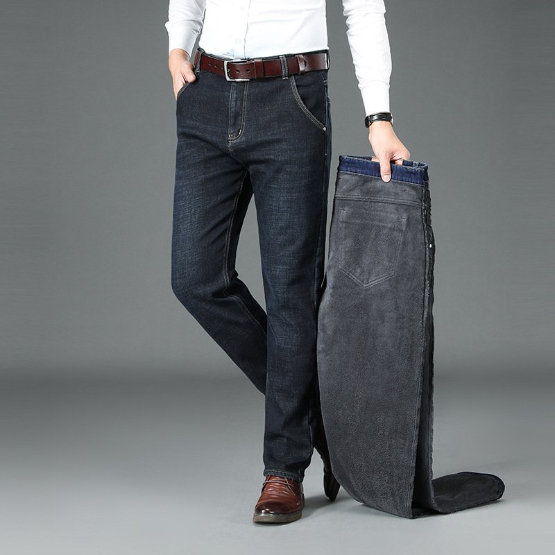 Fleece Lined Padded Warm Keeping Straight Jeans - Image 8