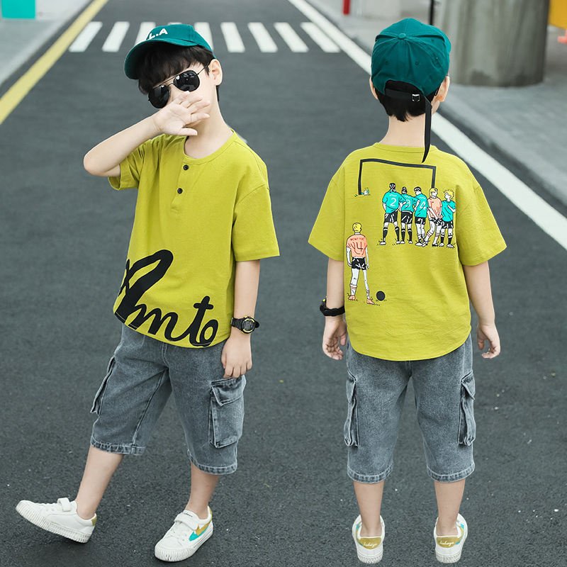 Children's Short Sleeved Suit Boys Summer Handsome Sports Clothes Trend - Image 4