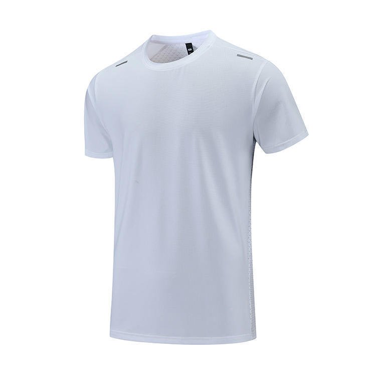Polyester Horizontal Grid Leisure Sports Quick-drying Breathable T-shirt - Image 5
